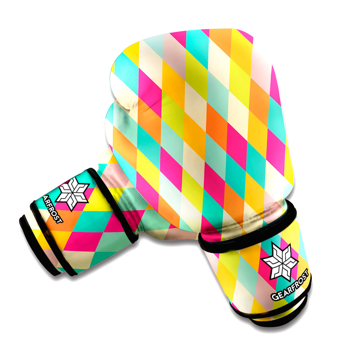 Retro Harlequin Pattern Print Boxing Gloves