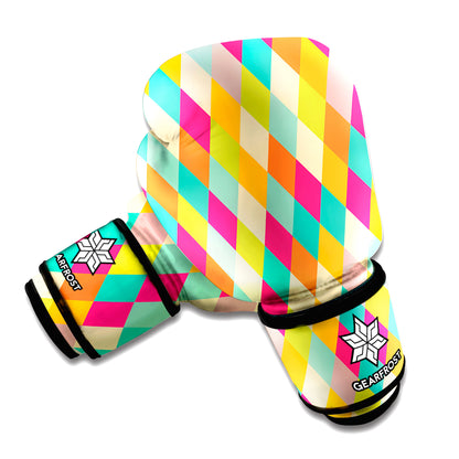 Retro Harlequin Pattern Print Boxing Gloves