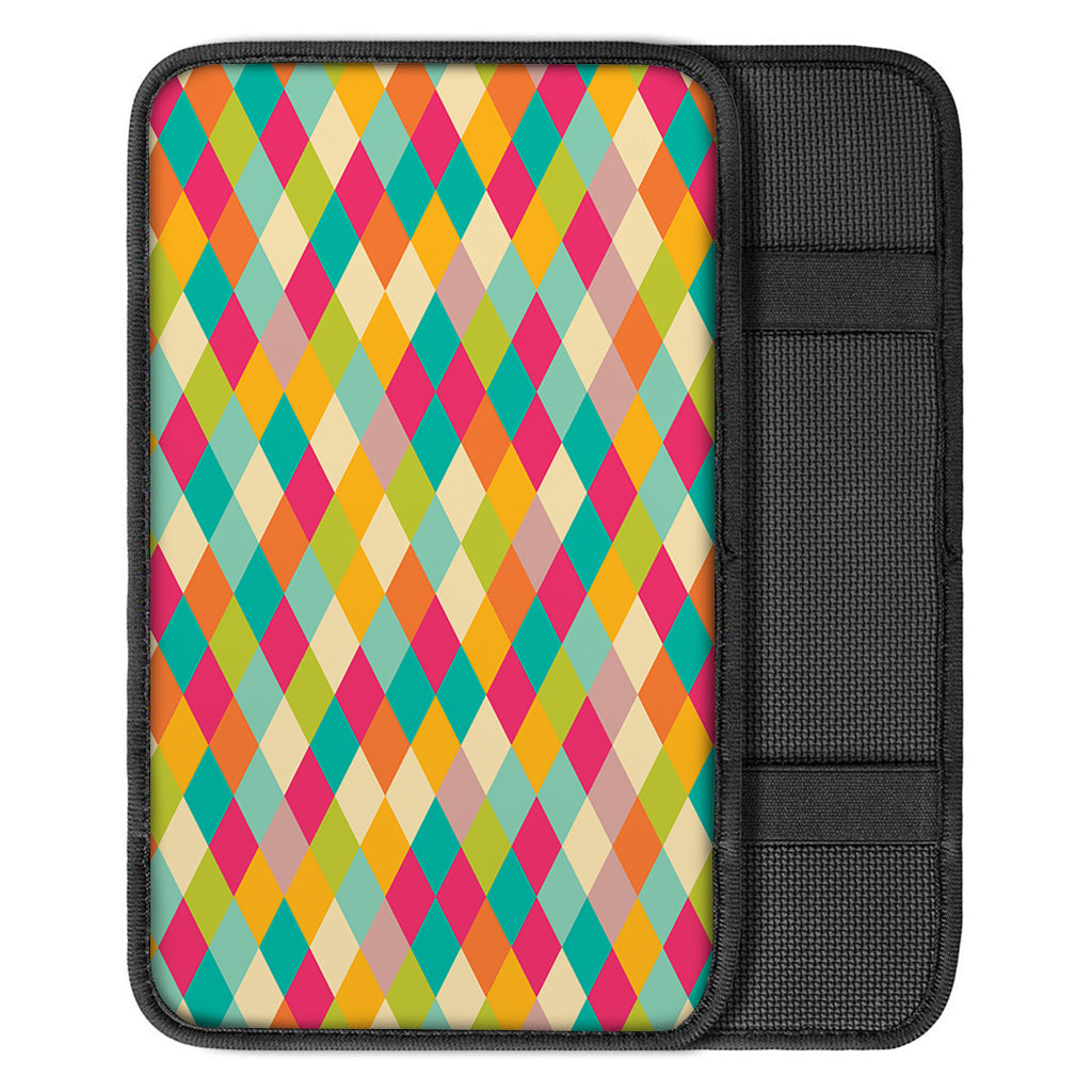 Retro Harlequin Pattern Print Car Center Console Cover