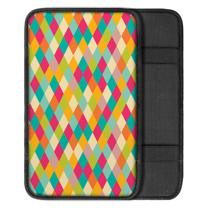 Retro Harlequin Pattern Print Car Center Console Cover
