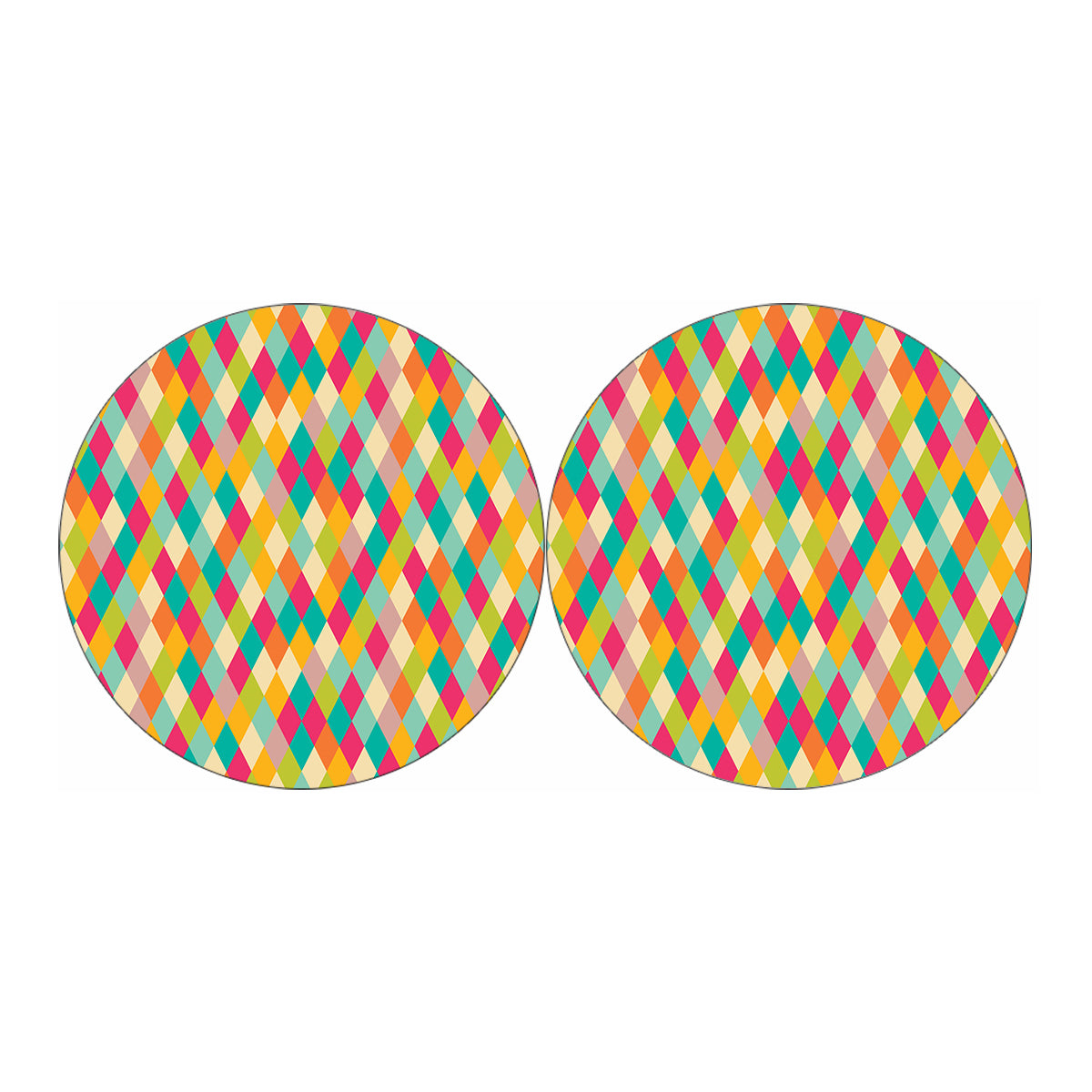 Retro Harlequin Pattern Print Car Coasters