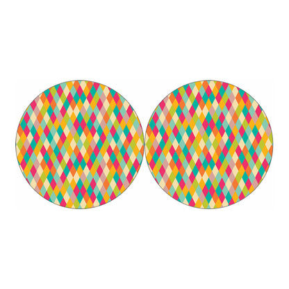 Retro Harlequin Pattern Print Car Coasters