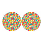 Retro Harlequin Pattern Print Car Coasters