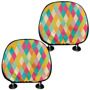 Retro Harlequin Pattern Print Car Headrest Covers