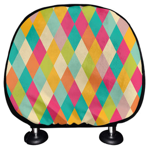 Retro Harlequin Pattern Print Car Headrest Covers