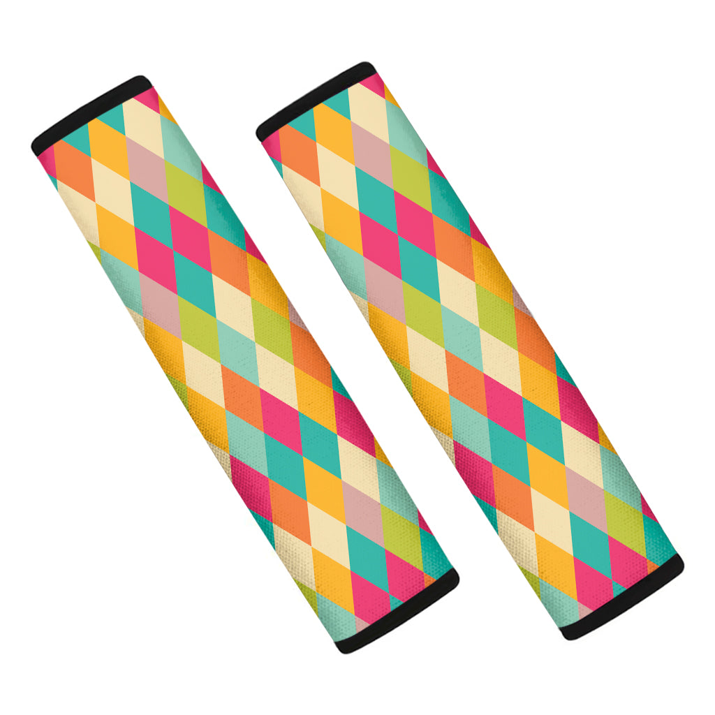 Retro Harlequin Pattern Print Car Seat Belt Covers