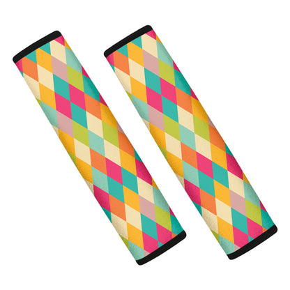 Retro Harlequin Pattern Print Car Seat Belt Covers