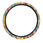 Retro Harlequin Pattern Print Car Steering Wheel Cover