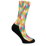 Retro Harlequin Pattern Print Crew Socks