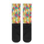 Retro Harlequin Pattern Print Crew Socks