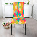 Retro Harlequin Pattern Print Dining Chair Slipcover