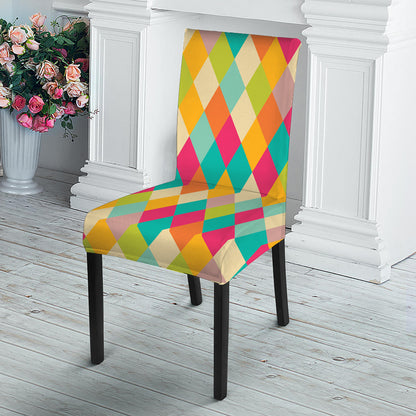 Retro Harlequin Pattern Print Dining Chair Slipcover