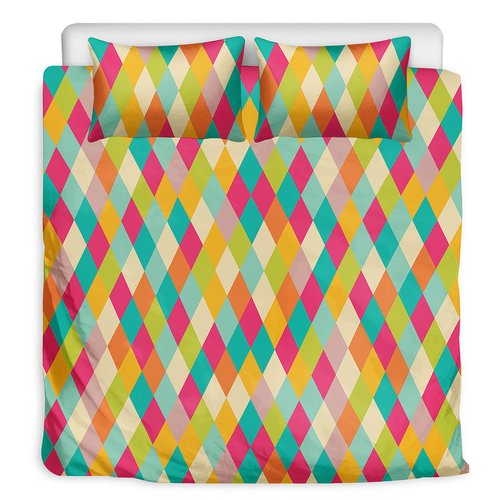 Retro Harlequin Pattern Print Duvet Cover Bedding Set