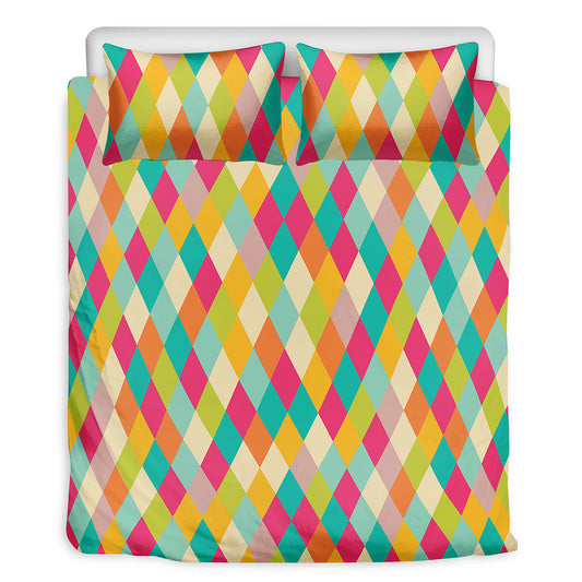 Retro Harlequin Pattern Print Duvet Cover Bedding Set