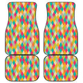 Retro Harlequin Pattern Print Front and Back Car Floor Mats