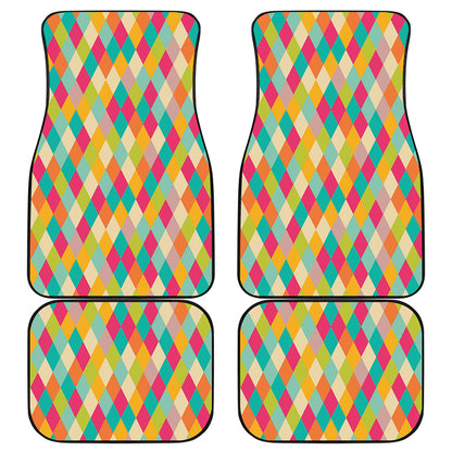 Retro Harlequin Pattern Print Front and Back Car Floor Mats
