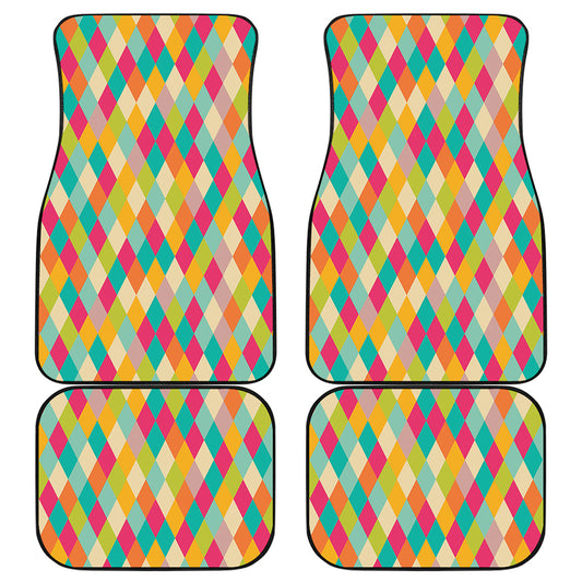 Retro Harlequin Pattern Print Front and Back Car Floor Mats