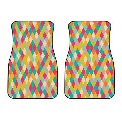 Retro Harlequin Pattern Print Front Car Floor Mats