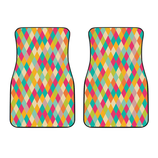 Retro Harlequin Pattern Print Front Car Floor Mats