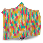 Retro Harlequin Pattern Print Hooded Blanket