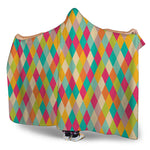 Retro Harlequin Pattern Print Hooded Blanket