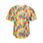 Retro Harlequin Pattern Print Men's Baseball Jersey