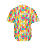 Retro Harlequin Pattern Print Men's Baseball Jersey
