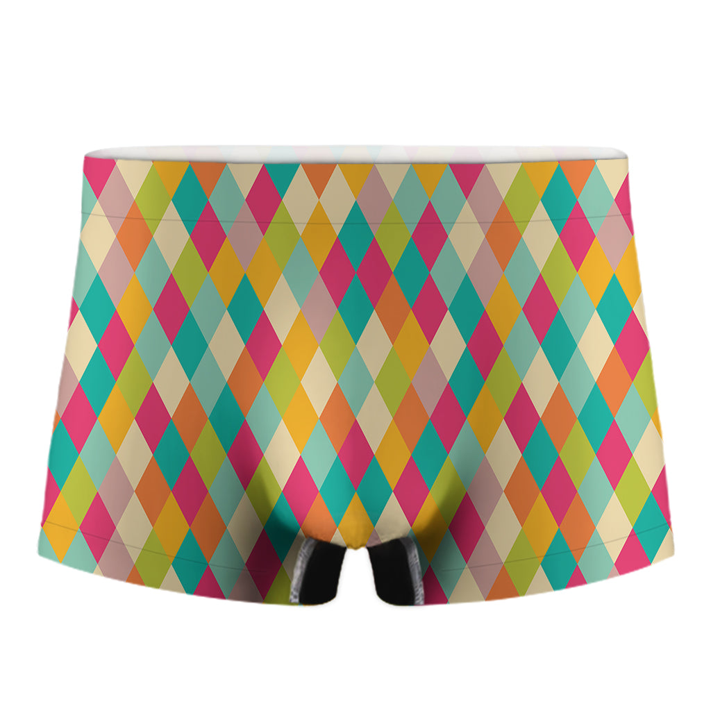 Retro Harlequin Pattern Print Men's Boxer Briefs