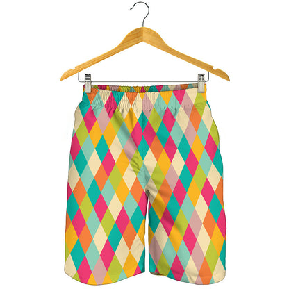 Retro Harlequin Pattern Print Men's Shorts