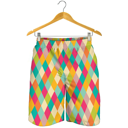 Retro Harlequin Pattern Print Men's Shorts
