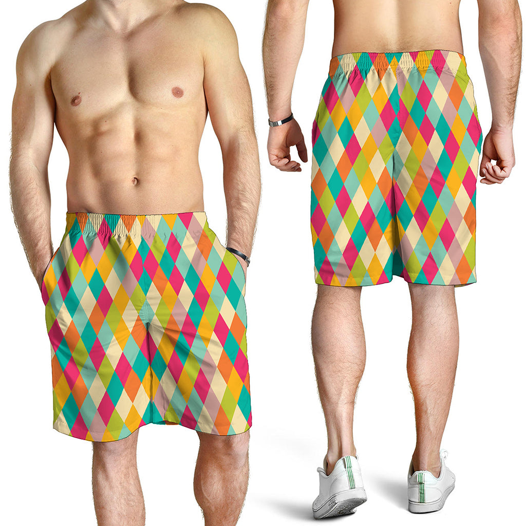 Retro Harlequin Pattern Print Men's Shorts