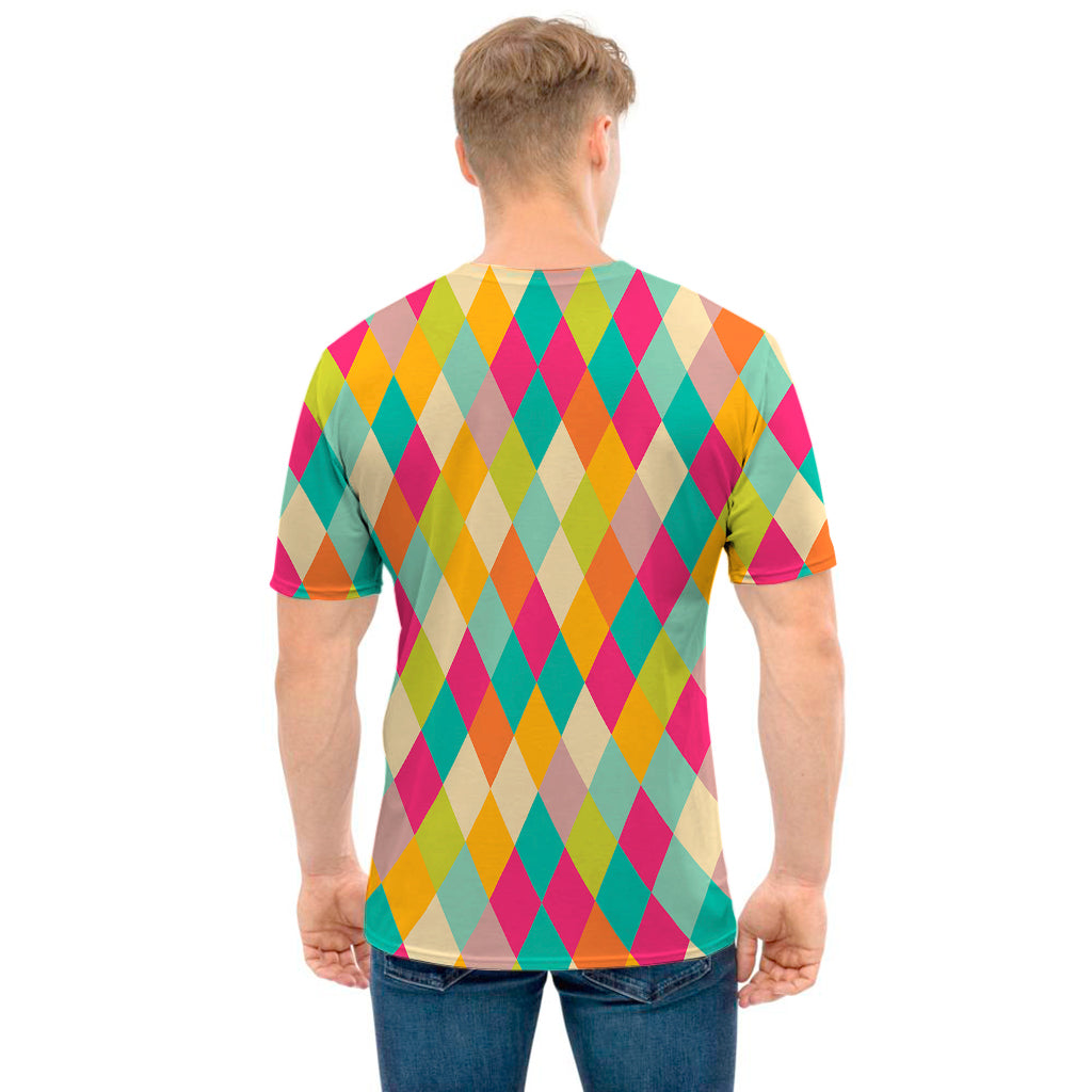 Retro Harlequin Pattern Print Men's T-Shirt