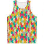 Retro Harlequin Pattern Print Men's Tank Top