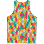 Retro Harlequin Pattern Print Men's Tank Top