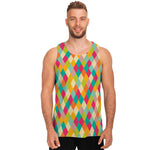 Retro Harlequin Pattern Print Men's Tank Top