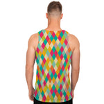 Retro Harlequin Pattern Print Men's Tank Top