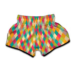 Retro Harlequin Pattern Print Muay Thai Boxing Shorts
