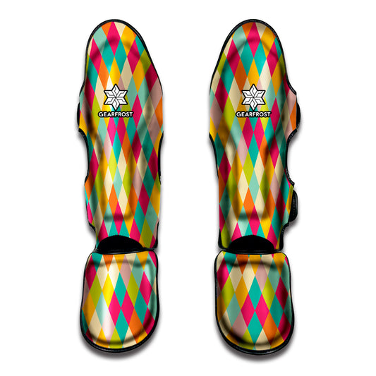 Retro Harlequin Pattern Print Muay Thai Shin Guard