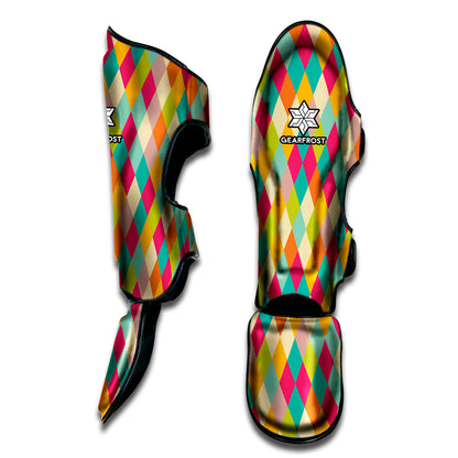 Retro Harlequin Pattern Print Muay Thai Shin Guard