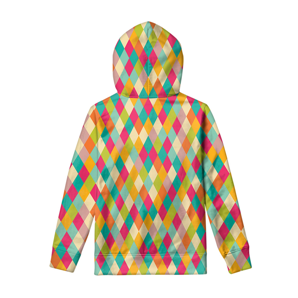 Retro Harlequin Pattern Print Pullover Hoodie