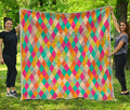 Retro Harlequin Pattern Print Quilt