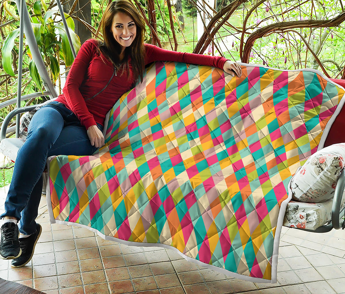Retro Harlequin Pattern Print Quilt