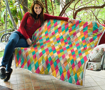 Retro Harlequin Pattern Print Quilt