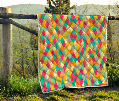 Retro Harlequin Pattern Print Quilt