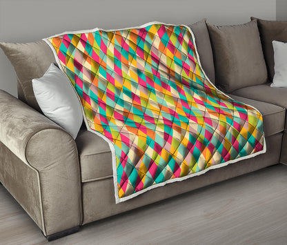 Retro Harlequin Pattern Print Quilt