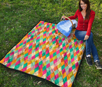 Retro Harlequin Pattern Print Quilt