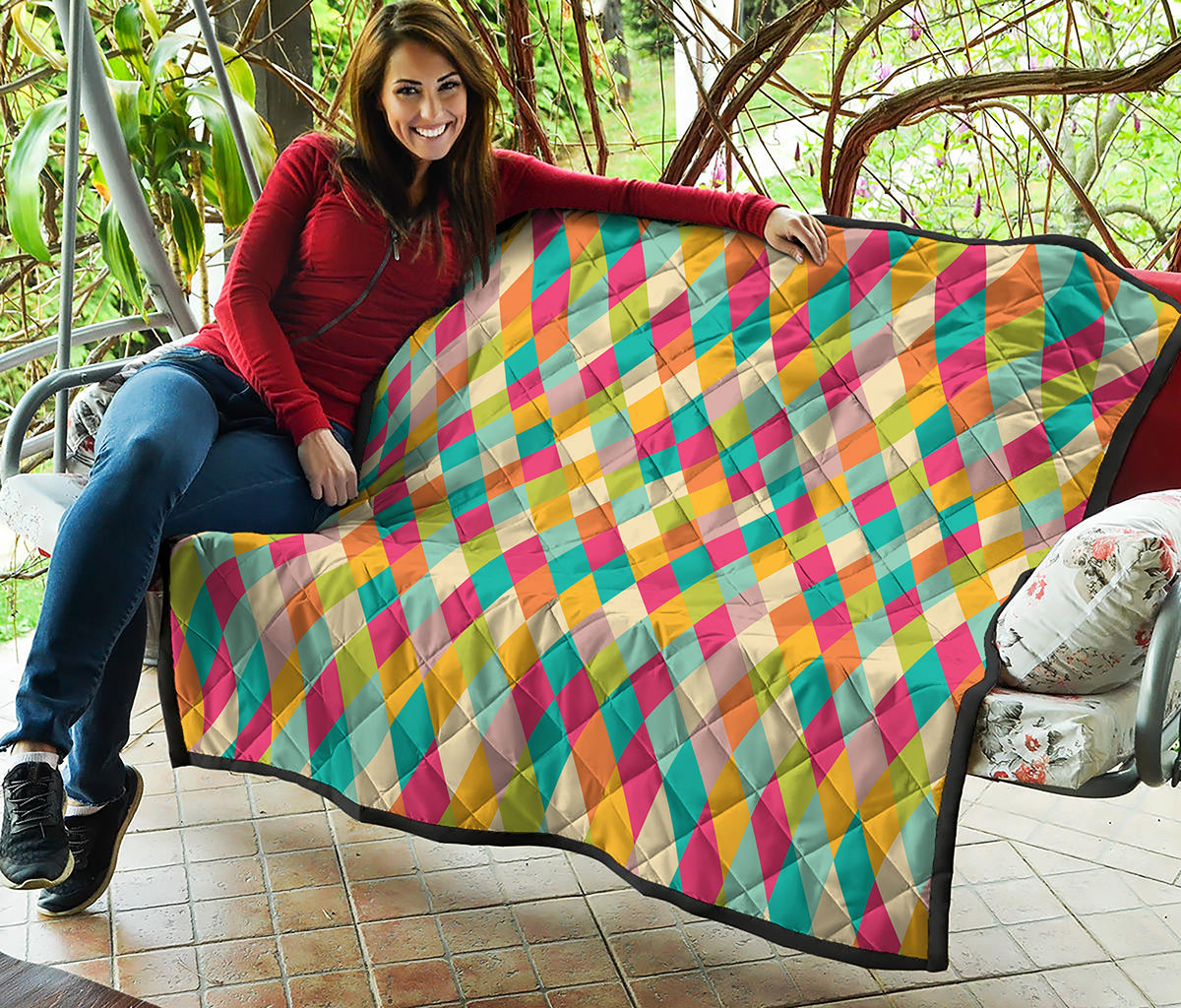 Retro Harlequin Pattern Print Quilt