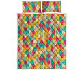 Retro Harlequin Pattern Print Quilt Bed Set