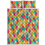 Retro Harlequin Pattern Print Quilt Bed Set