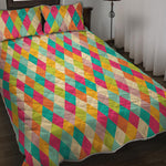 Retro Harlequin Pattern Print Quilt Bed Set